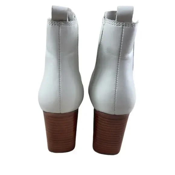 Marc Fisher Women's Matter Block Heel Booties Sz 7.5 M White Leather Pointy Toe - Picture 10 of 10